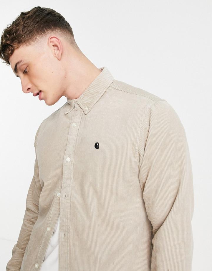Carhartt Wip Madison Corduroy Shirt In Beige-neutral