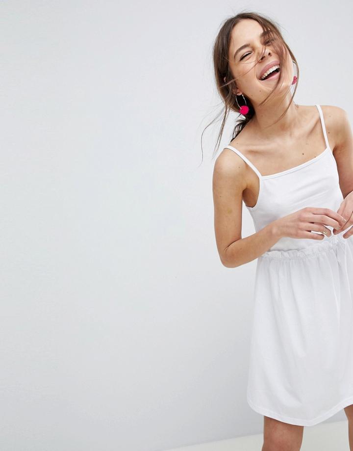 Asos Design Square Neck Smock Sundress - White