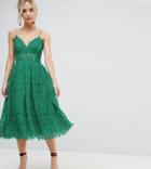 Asos Petite Lace Cami Midi Prom Dress-green