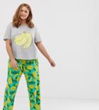 Asos Design Curve Mix & Match Pyjama Bananas About You Jersey T-shirt - Multi