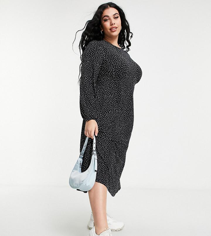 Simply Be Jersey Midi Dress In Heart Print-multi