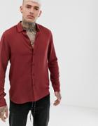 Asos Design Regular Fit Viscose Shirt In Rust - Orange