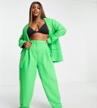 Asos Design Curve Pop Suit Tailored Dad Pant In Apple Green - Part Of A Set