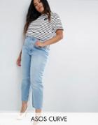 Asos Curve Florence Authentic Straight Leg Jeans In Cambridge Light Mid Wash - Blue