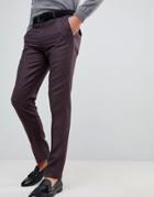 Asos Skinny Smart Pants In Burgundy 100% Merino Wool - Red