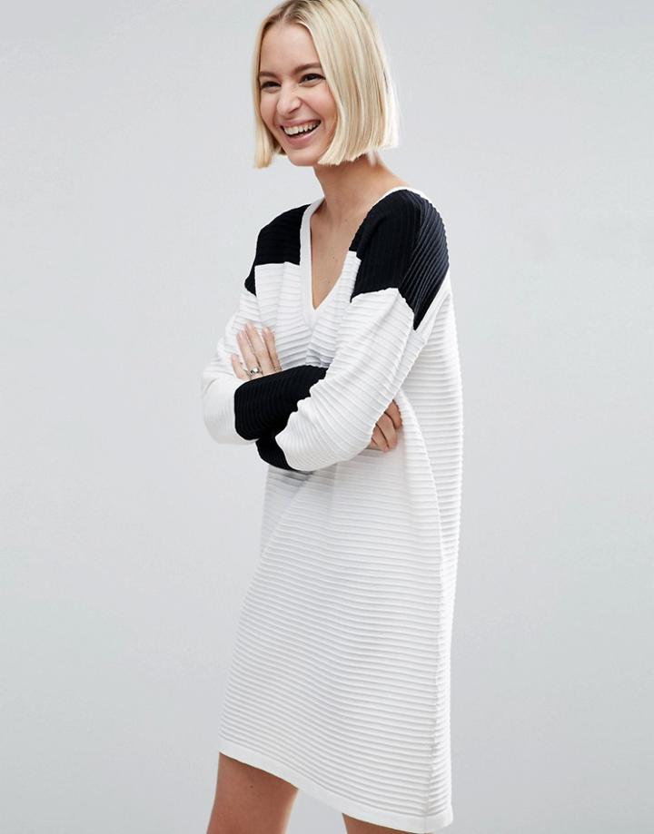 Asos Sweater Dress In Mono Color Block - Multi