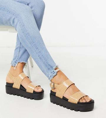 Co Wren Wide Fit Chunky Sole Sandals In Beige Croc-neutral