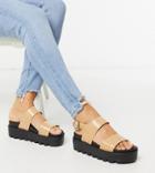 Co Wren Wide Fit Chunky Sole Sandals In Beige Croc-neutral