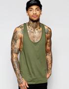 Asos Tank With Extreme Racer Back In Khaki - Green