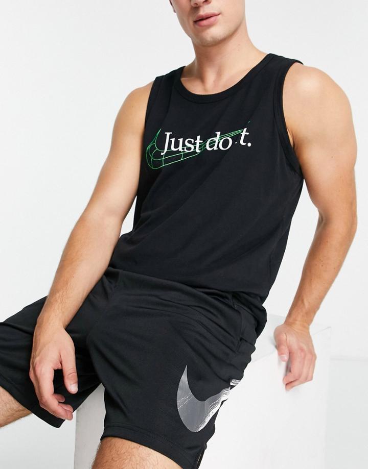 Nike Training Dri-fit Hbr Slub Tank Top In Black