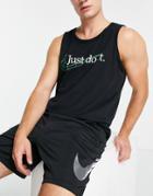 Nike Training Dri-fit Hbr Slub Tank Top In Black