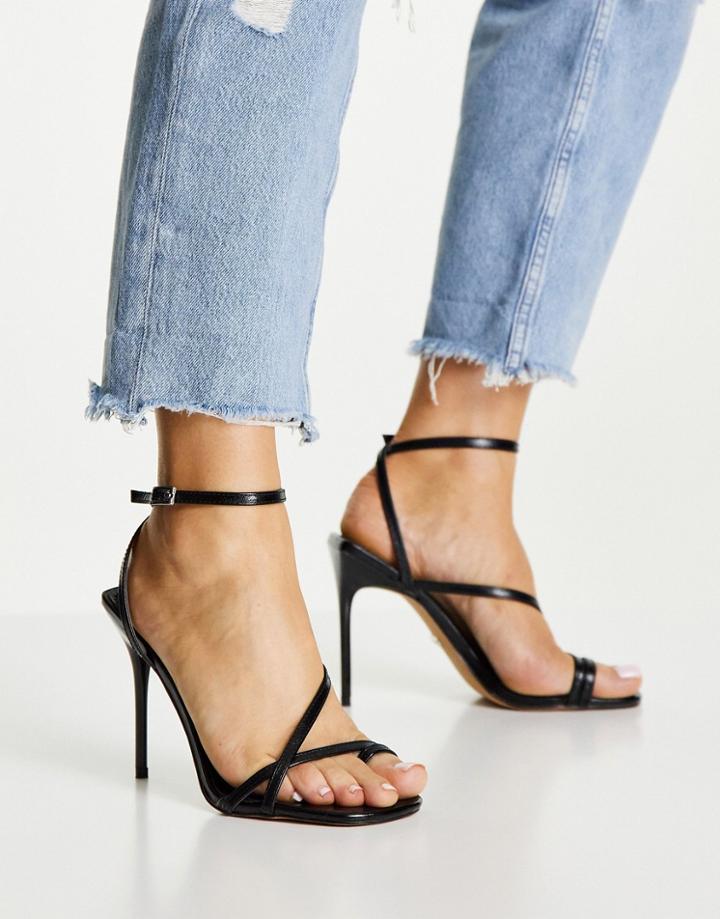 Topshop Rise High Strappy Sandal In Black