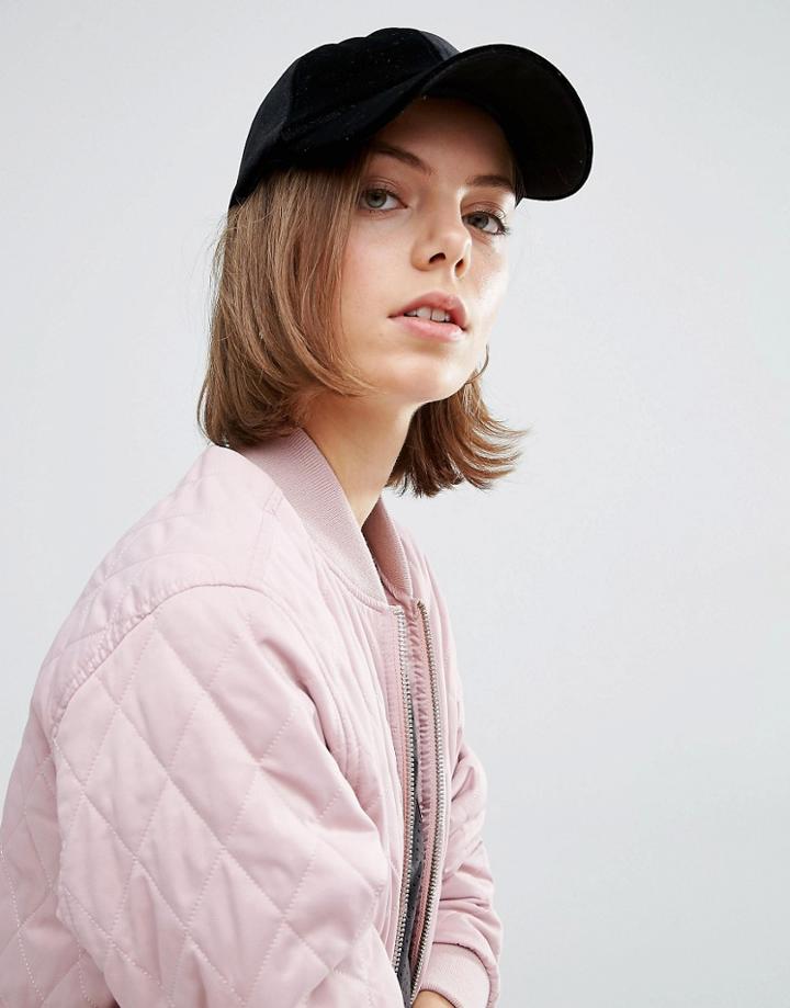 7x Velvet Baseball Cap - Black