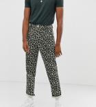 Asos Design Tall Fatigue Pants In Washed Animal Print-stone