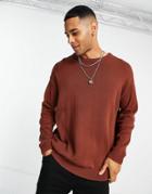 Asos Design Oversized Midweight Cotton Sweater In Brown