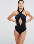 Lavish Alice Wrap Front Swimsuit - Black