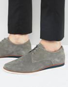 Asos Lace Up Derby Shoes In Gray Suede With Wedge Sole - Gray