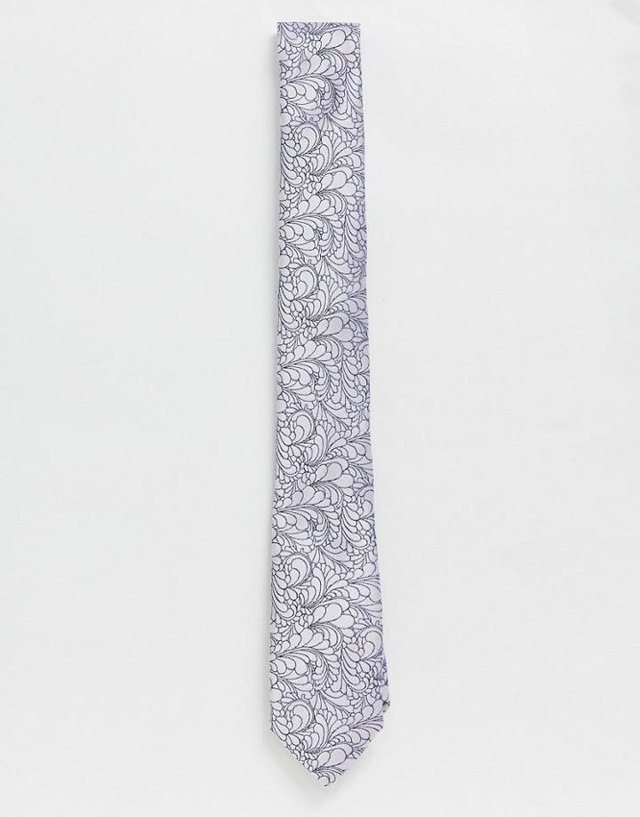 Twisted Tailor Wedding Tie With Delicate Floral Print In Pink