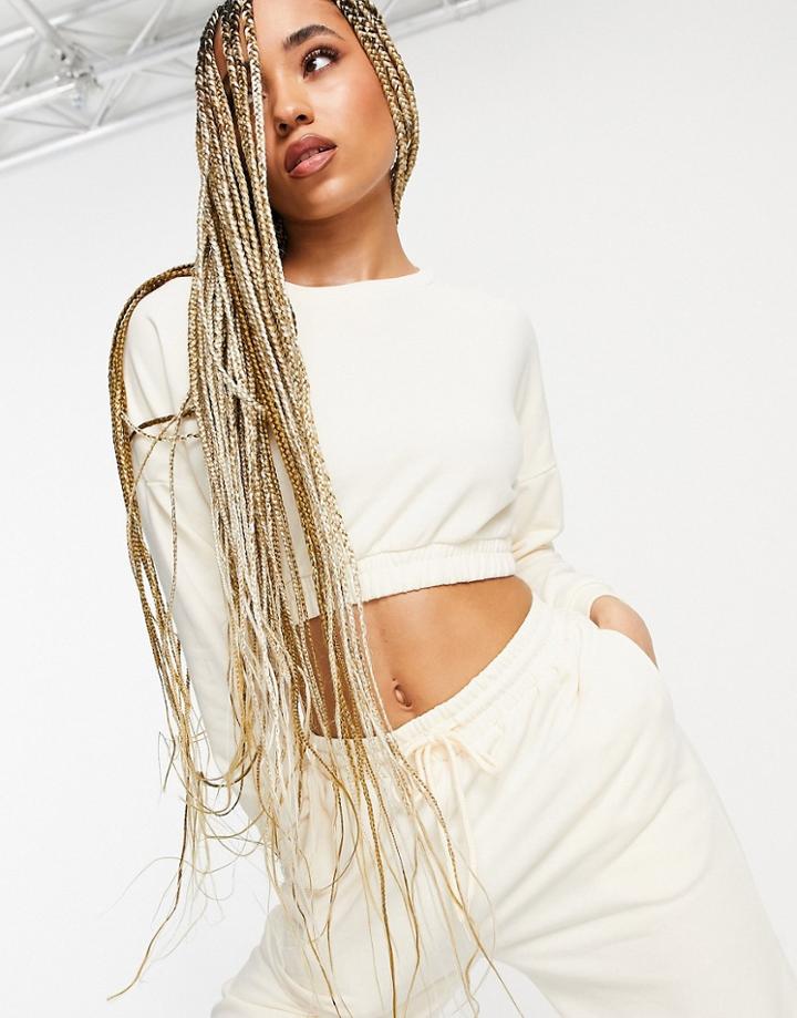 South Beach Oversized Cropped Sweatshirt In Cream-white