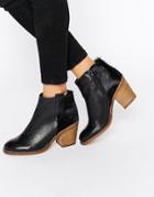 Dune Poppie Leather Heeled Ankle Boot - Black Leather