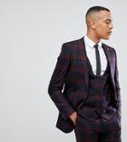 Twisted Tailor Tall Super Skinny Suit Jacket In Burgundy Check - Red