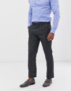Harry Brown Slim Fit Burgundy Over Check Peek Lapel Suit Pants - Gray