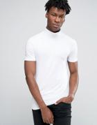 Asos Extreme Muscle T-shirt With Roll Neck In White - White