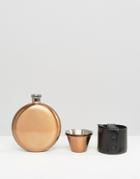 Hip Flask & Shot Glasses Set In Copper - Copper