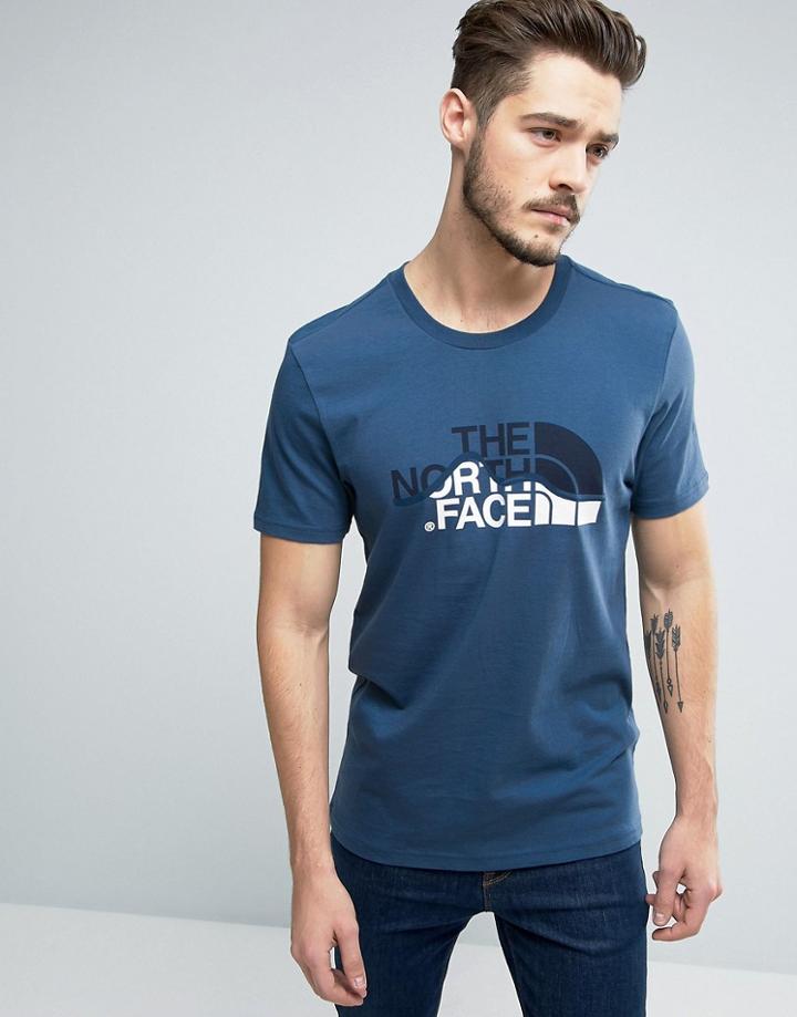 The North Face Mountain Line T-shirt In Blue - Blue