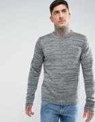 Another Influence Melange Slouchy Knit Sweater - Gray