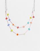 Pieces Multirow Floral Beaded Necklace