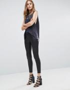 Mango Leather Look Legging - Black