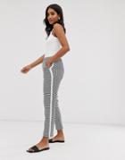 Asos Design Dogstooth Check Side Stripe Tapered Pants-multi