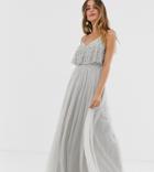 Maya Petite Delicate Embellished Overlay Cami Maxi Dress In Soft Gray - Gray