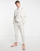 Gianni Feraud Wedding Linen Slim Fit Cropped Suit Pants-white