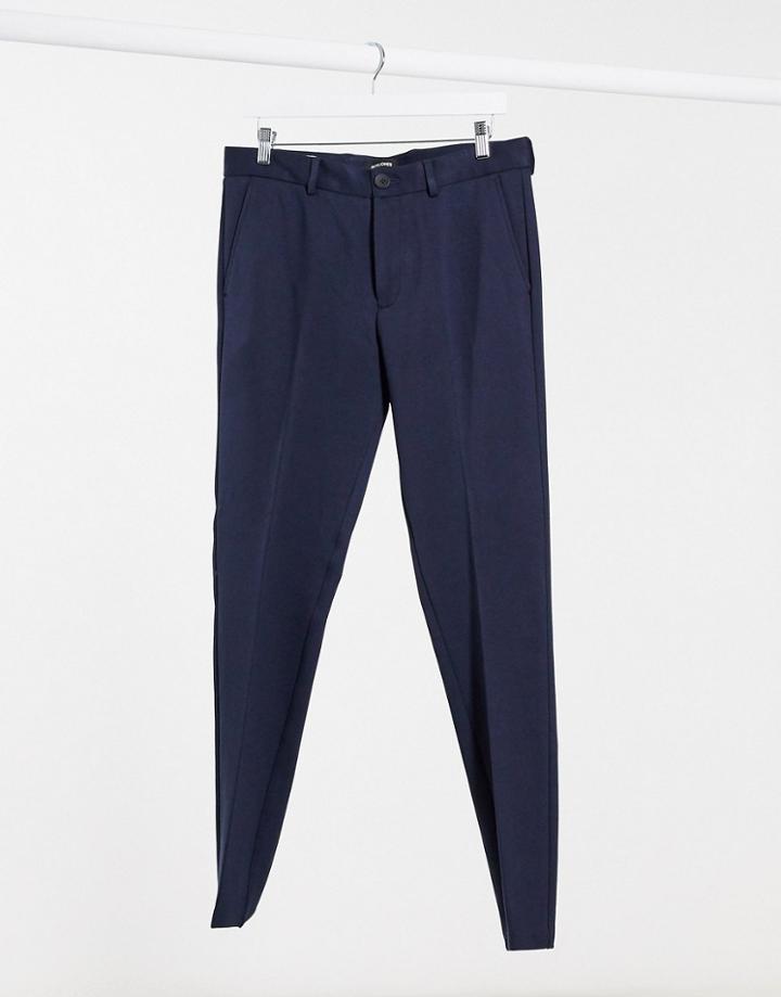 Jack & Jones Intelligence Slim Fit Jersey Pants In Navy