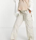 Asos Design Maternity 00s Low Rise Cargo Pants In Oat-neutral
