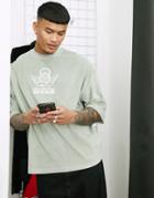 Asos Design Oversized T-shirt In Green Toweling With Embroidery