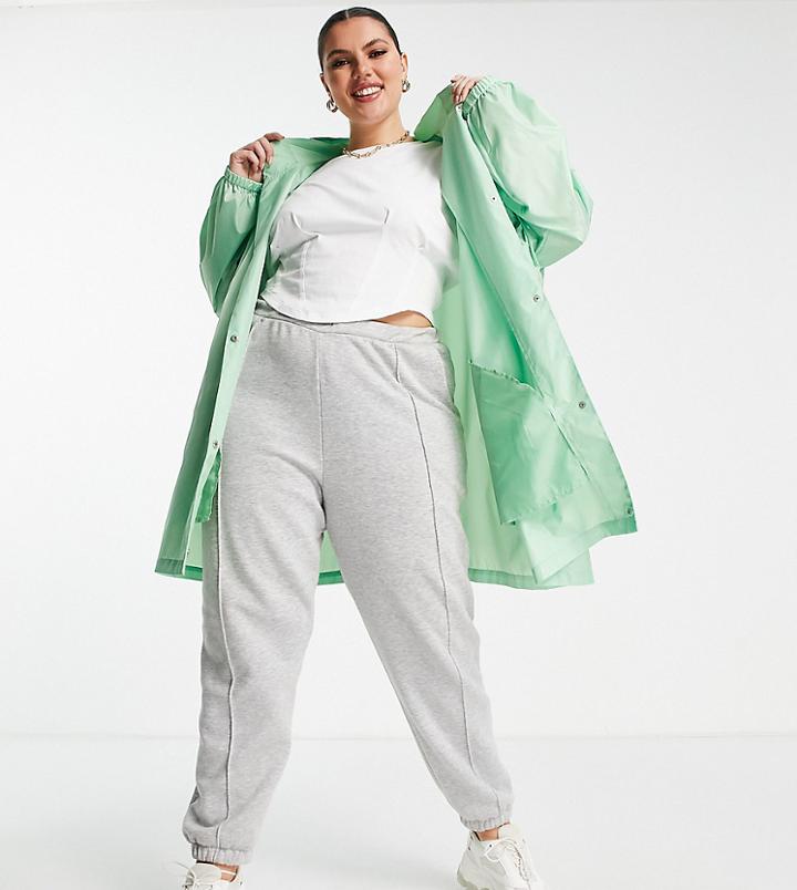 Asos Design Curve Button Through Rain Jacket In Green