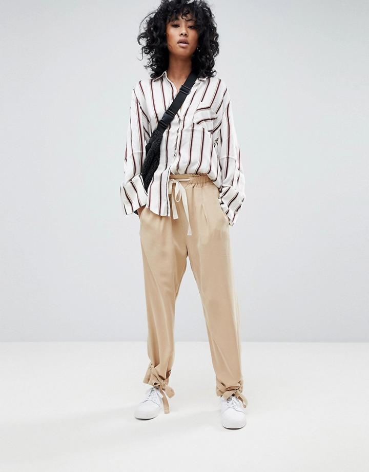 Asos Tie Hem Tencel Pants - Brown