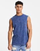 Asos Design Heavyweight Relaxed Tank Top In Blue Acid Wash