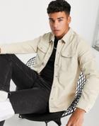 Jack & Jones Cord Overshirt In Beige-neutral