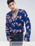 Reclaimed Vintage Inspired Overhead Shirt In Floral Print Reg Fit - Pink