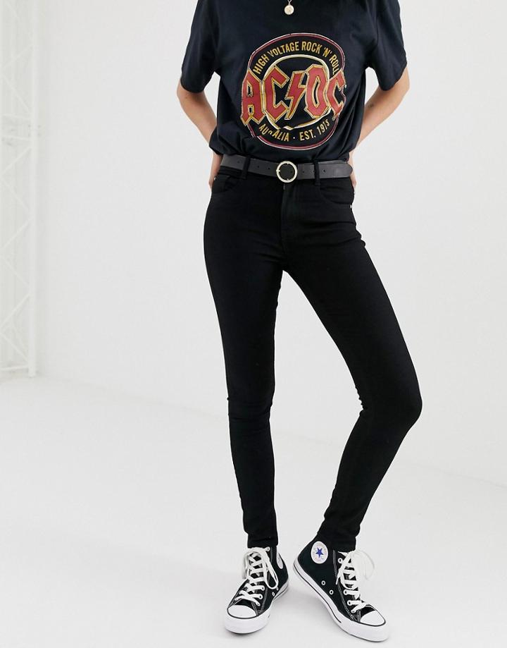 Pull & Bear Mid Rise Skinny Jean In Black