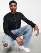 Armani Exchange Long Sleeve Top With Debossed Logo In Black