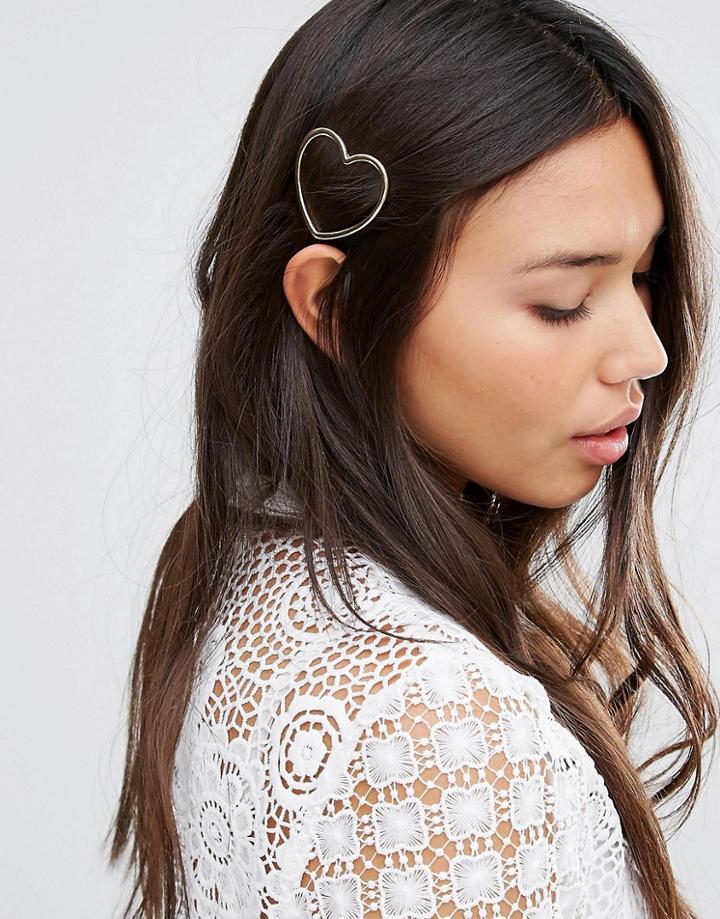 Johnny Loves Rosie Heart Shape Hair Clip - Gold