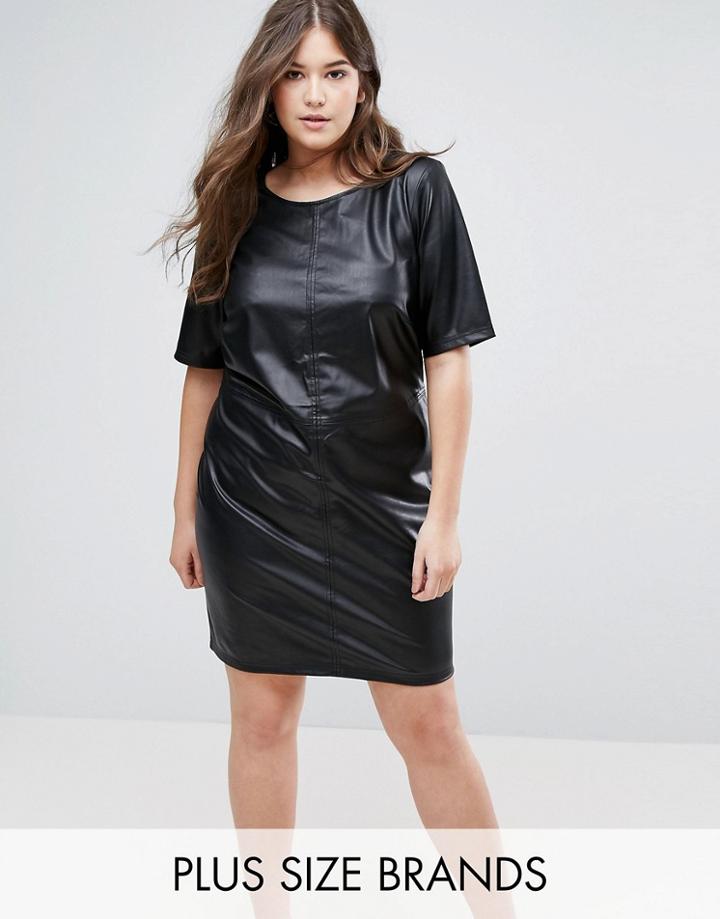 Junarose Faux Leather Dress - Black