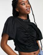 Urban Revivo Ruched Front T-shirt In Black