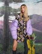 Asos Design Twill Mini Shirt Dress In Purple Floral Print-multi