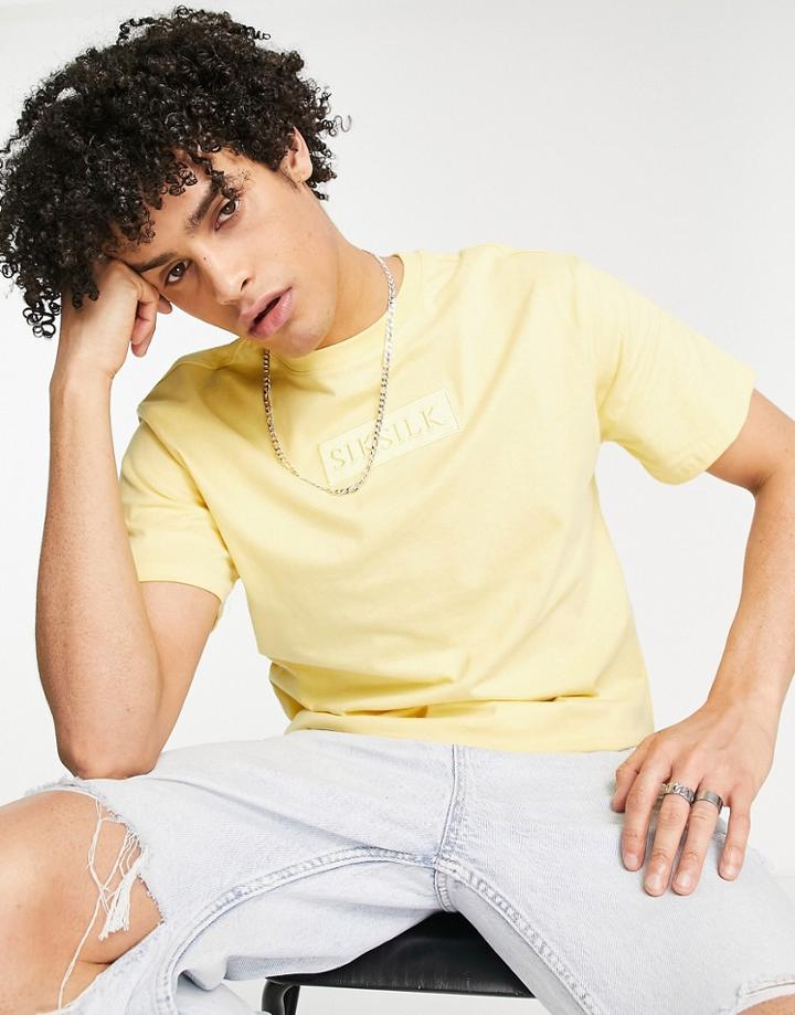 Siksilk Oversized T-shirt In Washed Yellow With Logo Badge